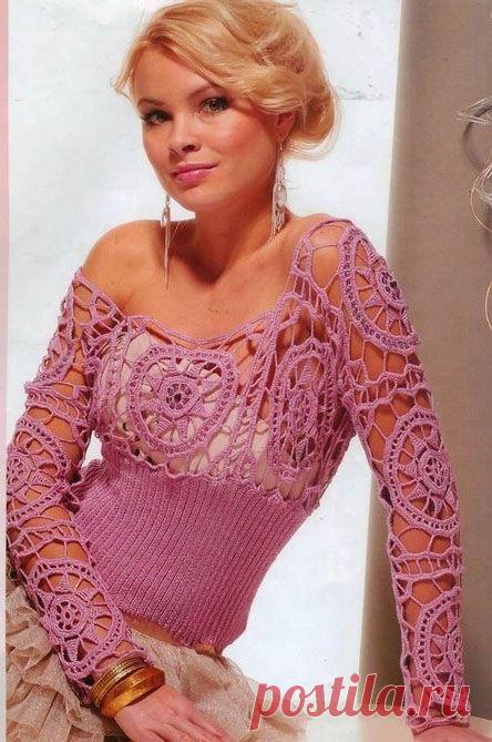 Кофты крючком <!--if(Вязание для женщин)-->- Вязание для женщин<!--endif--> - Схемы вязания крючком и спицами - Вязание