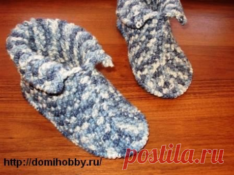 Теплые тапочки крючком
