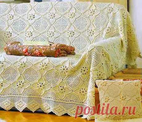 Квадратный мотив для покрывала. Схема вязания