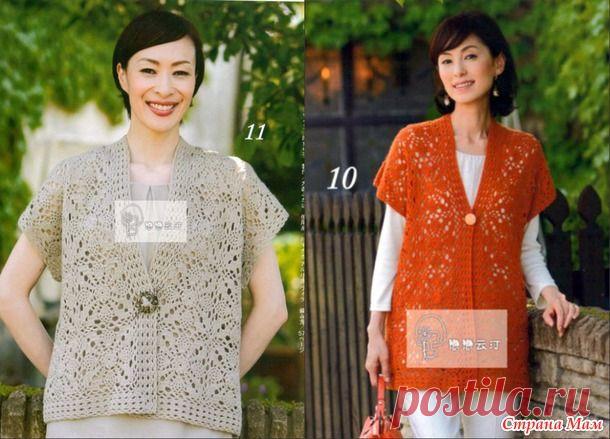 Короткий и длинный жилет из одинаковых мотивов. Крючок. - ВЯЗАНАЯ МОДА+ ДЛЯ НЕМОДЕЛЬНЫХ ДАМ - Страна Мам