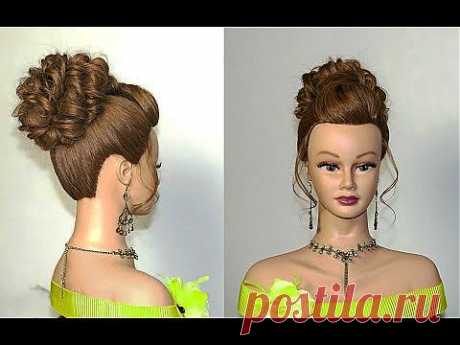 Prom hairstyle. Messy updo for long hair. Прическа на выпускной, вечерняя прическа. - YouTube