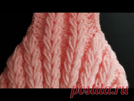 Узор на спицах#Объемный колосок для кругового вязания