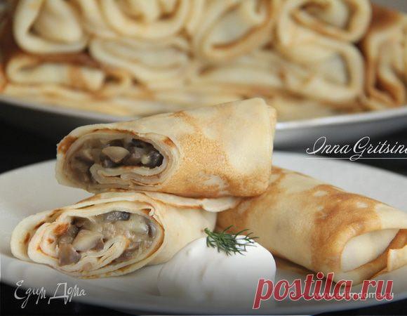 Блинчики с жюльеном. Ингредиенты: молоко, яйца куриные, разрыхлитель | Официальный сайт кулинарных рецептов Юлии Высоцкой