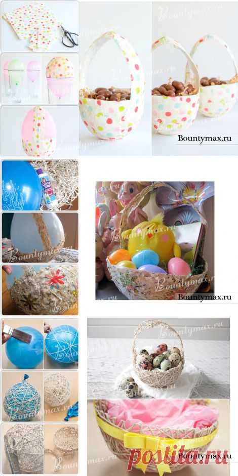 Пасхальная корзина своими руками с помощью воздушного шарика