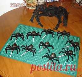 Мастера рукоделия - рукоделие для дома. Бесплатные мастер-классы, фото и видео уроки - Мастер-класс: Паучки из чупа-чупсов на Хэллоуин