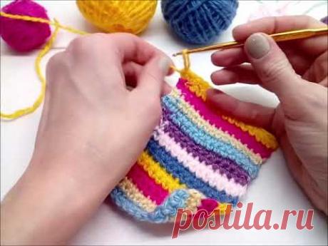 Плед крючком из остатков пряжи // Мини МК