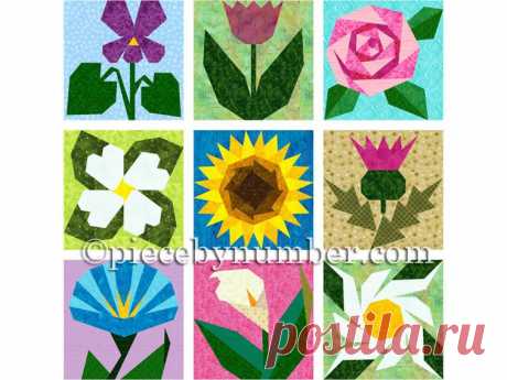 Gaea's Garden - 9 paper pieced flowers | Bluprint