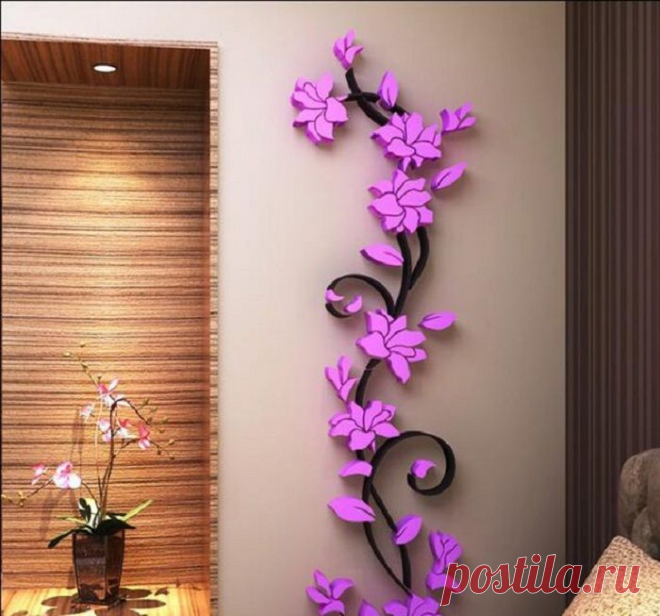 Яркие цветы на стене украсят и преобразят любой интерьер, что точно понравится.