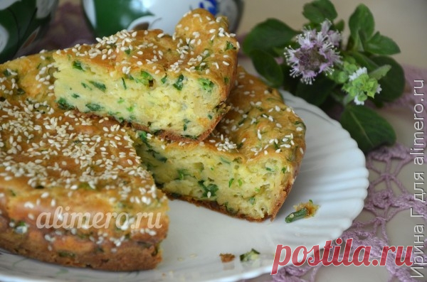 Ленивый пирог с луком и сыром