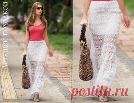 "Летящей походкой..." Кружевная длинная юбка крючком.