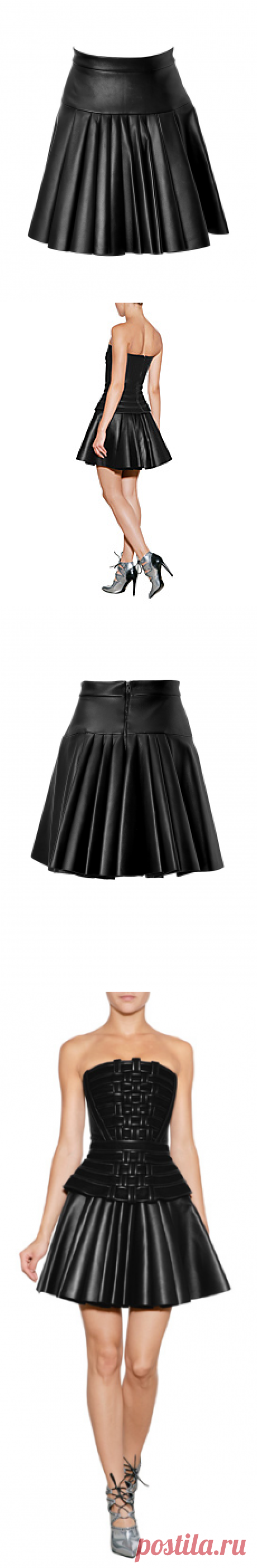 Pleated Leather Mini-Skirt from DAVID KOMA | Luxury fashion online | STYLEBOP.com