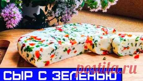 ДОМАШНИЙ  СЫР С ЗЕЛЕНЬЮ И ПЕРЦЕМ