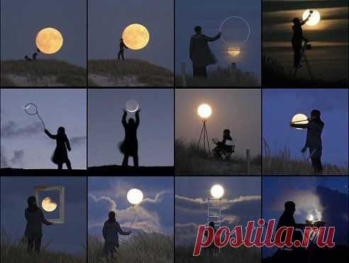 Игры с луной. Идеи для фото.