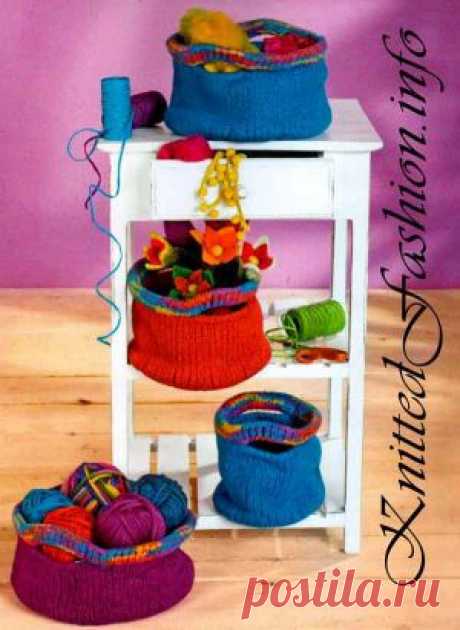 Разноцветные корзинки - KnittedFashion.info - Модное Вязание