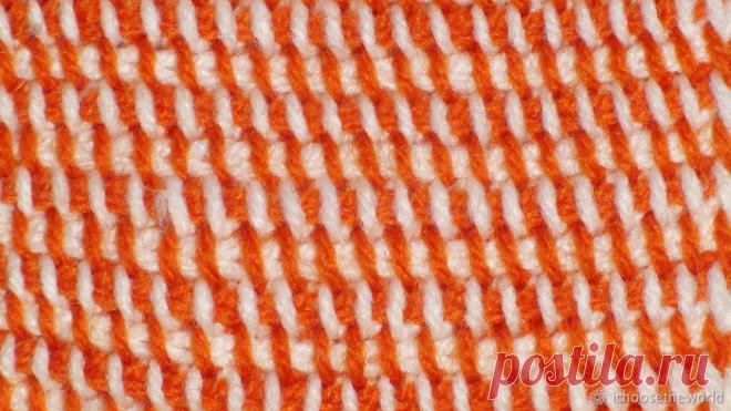 [Вязание] 4 простых цветных узора тунисским крючком. Мастер-класс