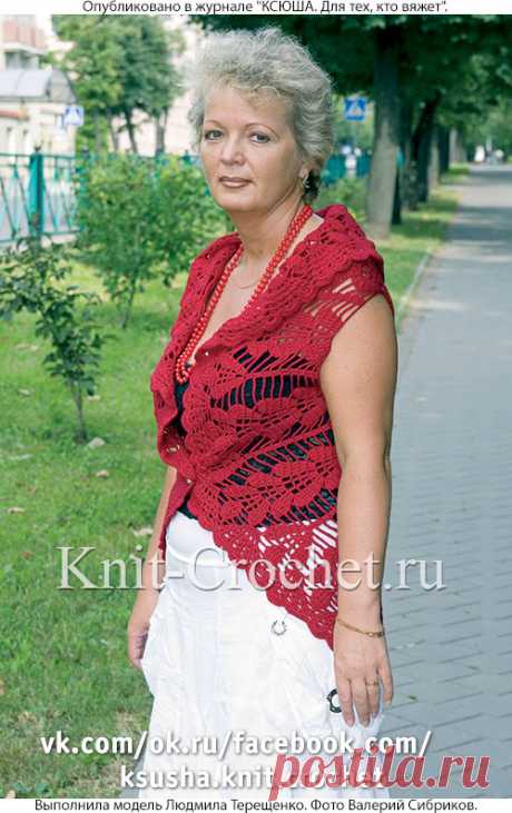 Жилет круговой крючком.
