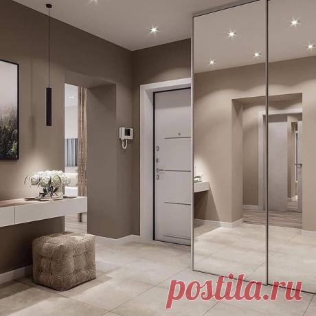 Красивая прихожая. Споконый цвет без ярких акцентов.