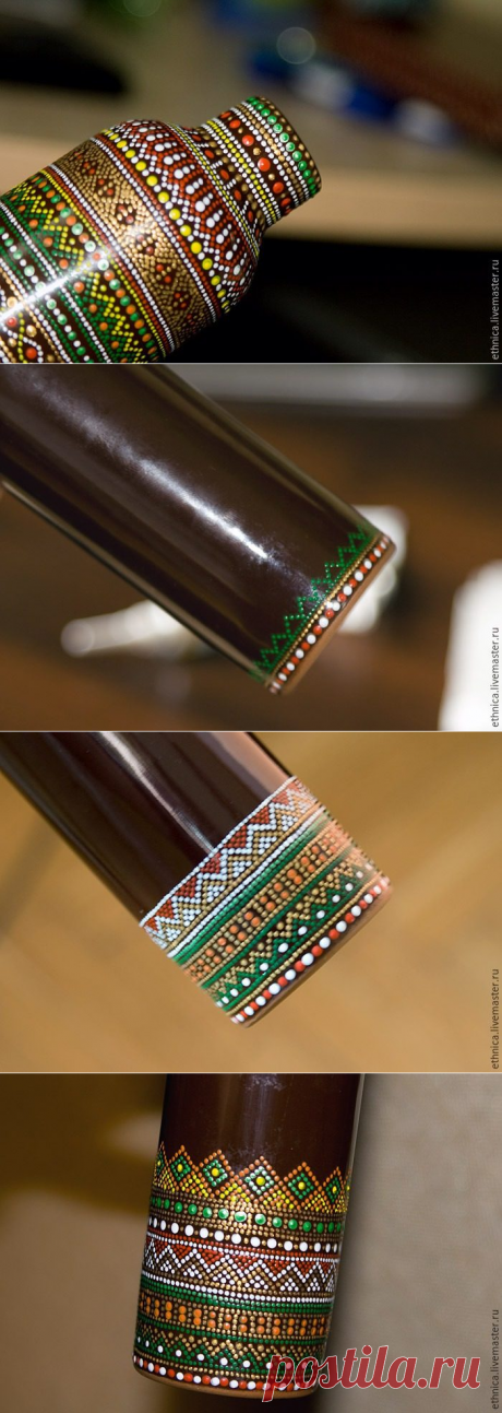 Роспись бутылки в африканском стиле