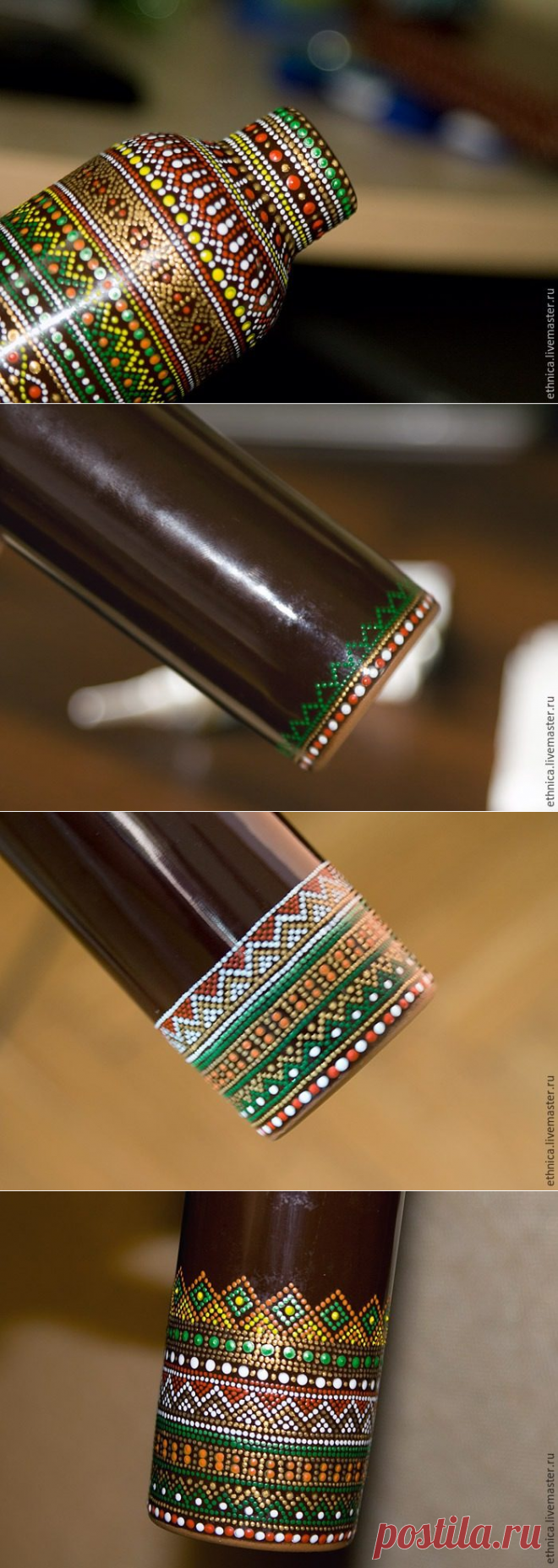 Роспись бутылки в африканском стиле