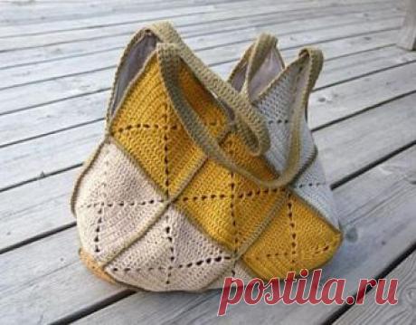 Сумка крючком из мотивов "бабушкин квадрат". Схемы