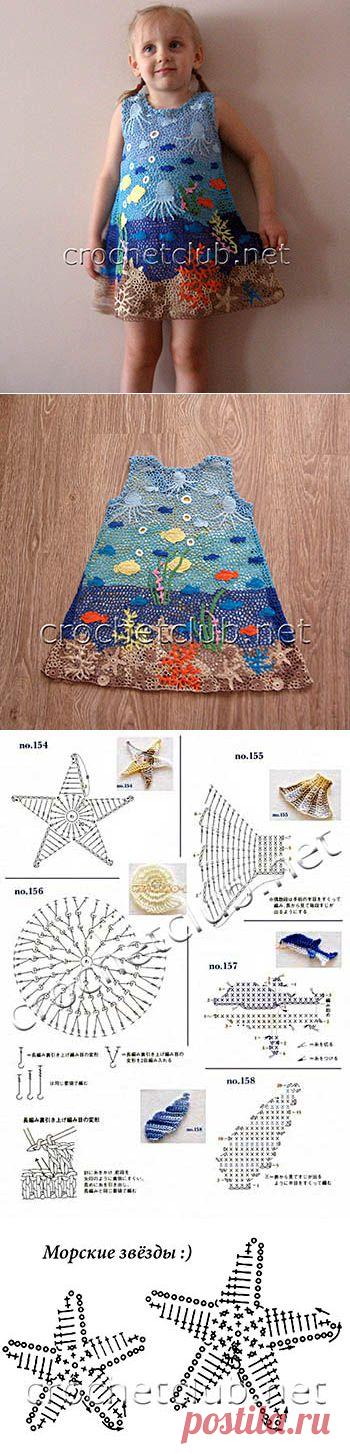 Платье «Аквариум» в ирландской технике - Вязание Крючком. Блог Настика
