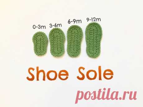 Guide to Crochet Shoe Sole / Crochet baby shoe sole