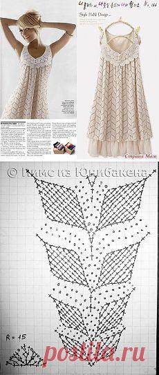 Платье Вишневая веточка. Вязание крючком | Умелые ручки