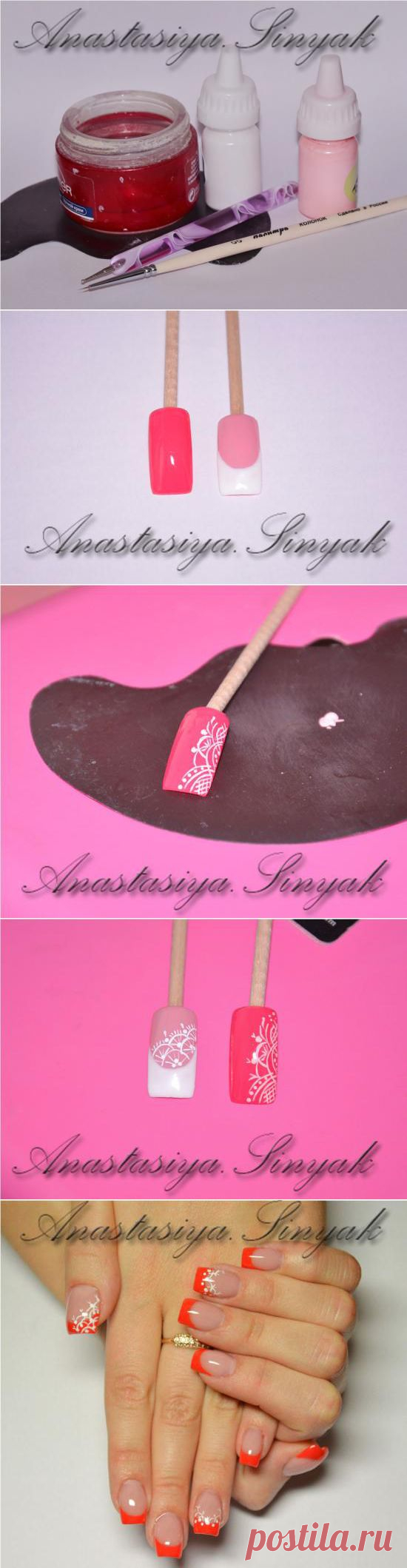 Рисуем нежный кружевной рисунок на ногтях