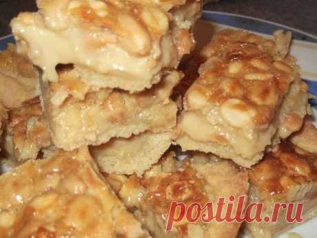 Орехово-карамельное блаженство

Ингредиенты:

Тесто:
- 2 яйца
- 1 ст. ложка сахара
- 150 гр маргарина или сливочного масла
- 1,5-2 стакана муки, может чуть больше или меньше, ориентируйтесь на муку

Начинка:
- банка сгущенки (стандартная, от 360 до 400 гр)
- 250 гр арахиса или других орехов (у меня арахис, он хорошо сочетается со сгущенкой и бюджетен).

Приготовление:
1. Растираем размягченный маргарин с сахаром и яйцами, добавляем муку и замешиваем мягкое тесто.
2. Распре...