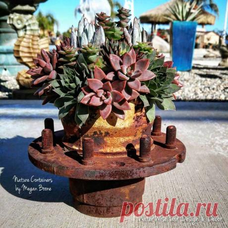 (2) Nature Containers Vintage Garden Art