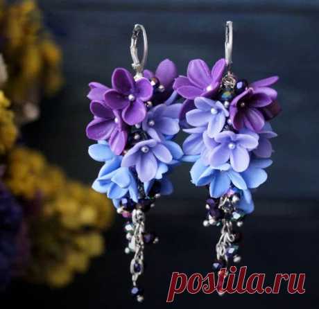 Как сделать серьги сирень из полимерной глины