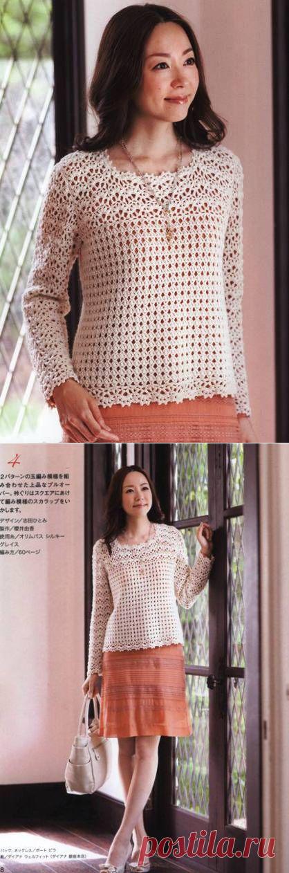 Ажурная кофточка крючком..