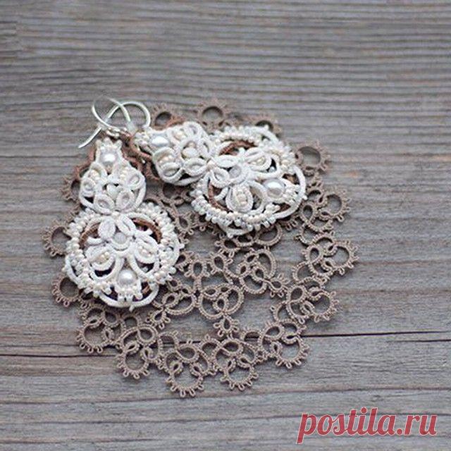 Свадебные многослойные серьги.🐚