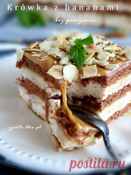 Krówka z bananami - bez pieczenia