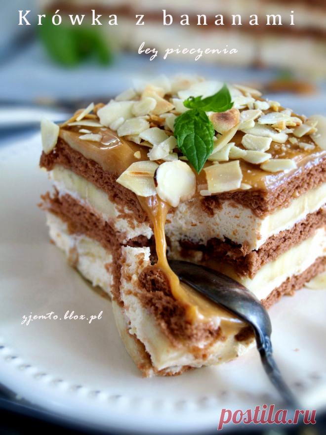 Krówka z bananami - bez pieczenia