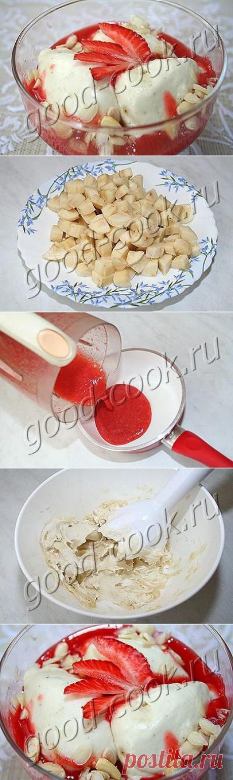Хорошая кухня - десерт из замороженных бананов и клубники. Кулинарная книга рецептов. Салаты, выпечка.