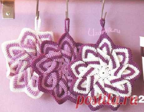 Прихватка «Звезда» - Описание вязания, схемы вязания крючком и спицами | Узорчик.ру