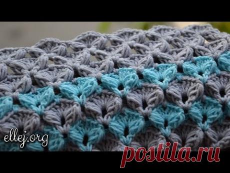 Узор Ракушки с пышными столбиками крючком