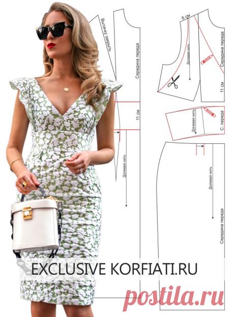 Выкройка платья с крылышками от Анастасии Корфиати Выкройка платья с крылышками в рельефных швах - идеальная модель для любого случая! Подробные чертежи выкроек бесплатно. Супер-идеи для самостоятельного пошива