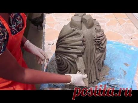 Cement Crafts Ideas/Unique with Potted plants Made from Rags and Cement.