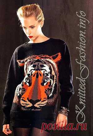 Джемпер с тигром - KnittedFashion.info - Модное Вязание