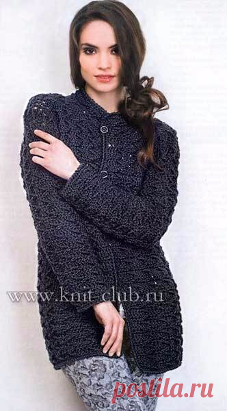 Теплый вязаный кардиган