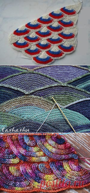 Мастер-класс узора спицами *Чешуя дракона* в технике пэчворк - Modnoe Vyazanie ru.com