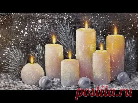 Christmas Candles Acrylic Painting LIVE Tutorial