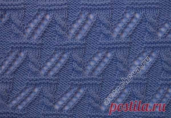 узор 195 ажурная лесенка | каталог вязаных спицами узоров