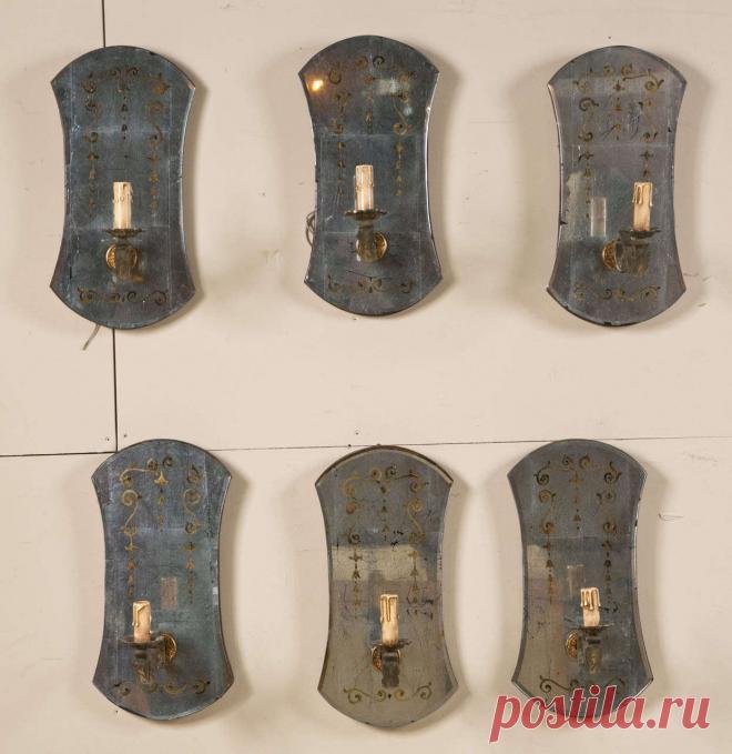 Набор из 4 зеркальных бра Eglomise Verre Manner Maison Jansen в 1-м доме