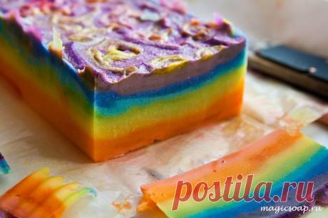 Радуга в мыле, мастер-класс по изготовлению радужного мыла ручной работы.
