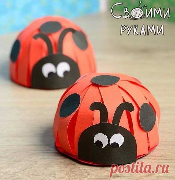 Божьи коровки из бумажных полосок