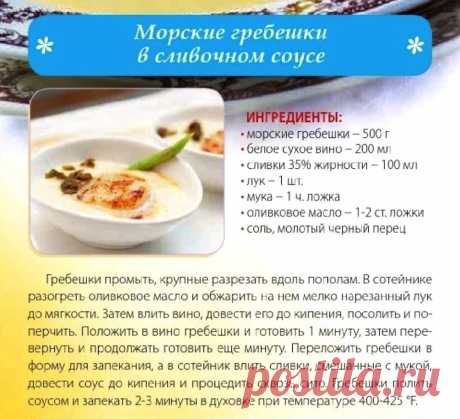 Морские гребешки в сливочном соусе