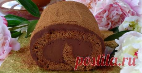 Шоколадный рулет с трюфельным кремом, пошаговый рецепт с фото